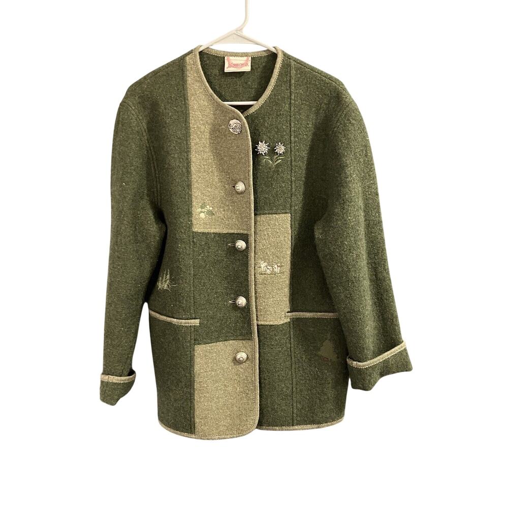 Idomeneo Embroidered Wool Waistcoat Jacket Cardigan Made In Austria Sz 38 L/XL *